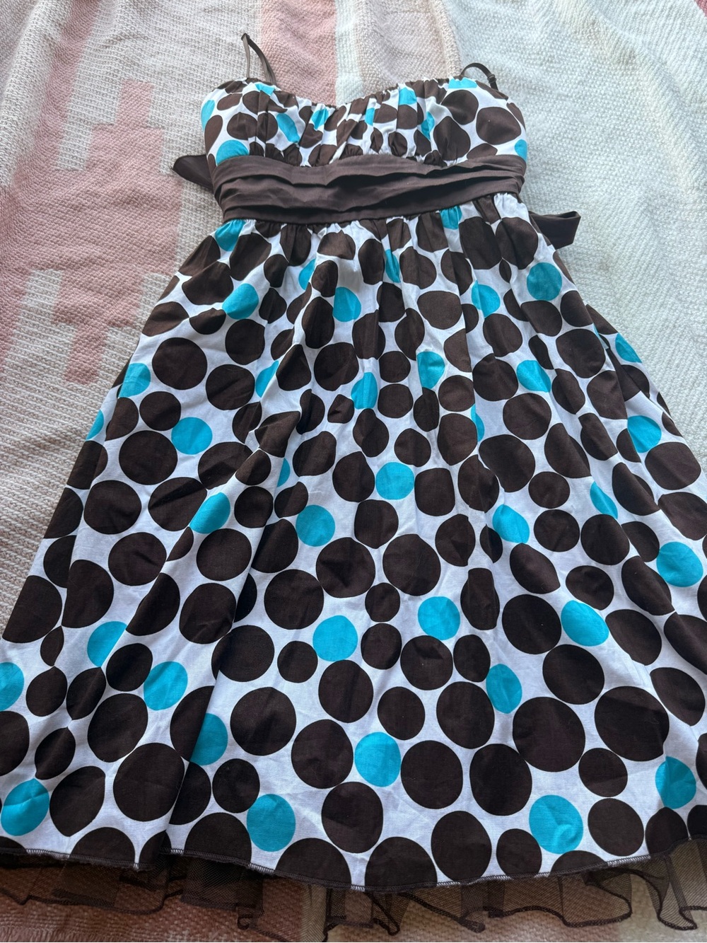 Woman’s Blue and Brown Polka Dot Summer Dress